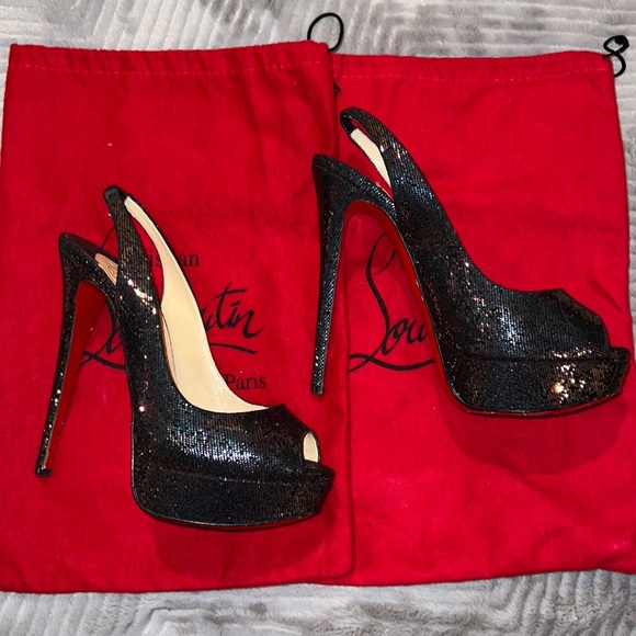 RARE Authentic 💎 Christian Louboutin 💎 Lady Peep Sling 150mm! Size 39 - Picture 3 of 8